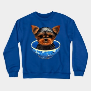 Just A Cute Teacup Yorkie Puppy Youre My Cup of Japanese Tea Yorkshire Terrier Crewneck Sweatshirt